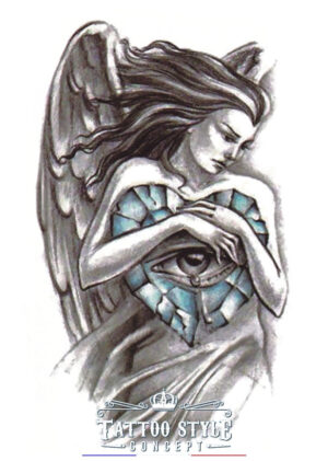 tatouage abstrait femme ange et oeil coeur 852 1