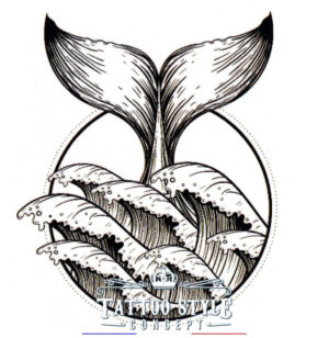 tatouage baleine et vague style japonais aquatiques 782 1
