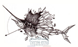 tatouage espadon geometrique geometrie artistique 739 1