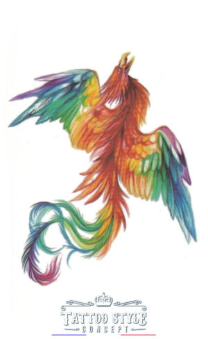 tatouage phoenix dessin en couleurs motifs styles 875 1