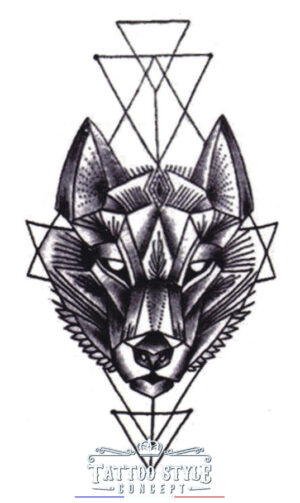 tatouage portrait de loup geometrique geometrie artistique 550 1